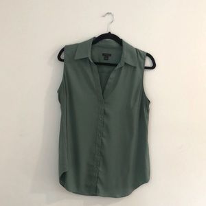 Green button down blouse